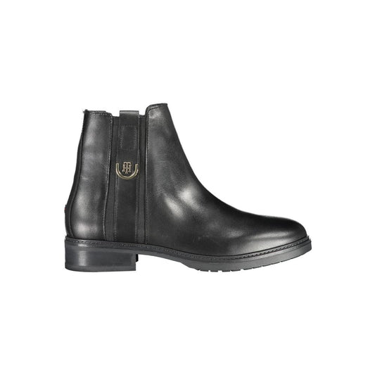 Tommy Hilfiger Black Leather Women Boot