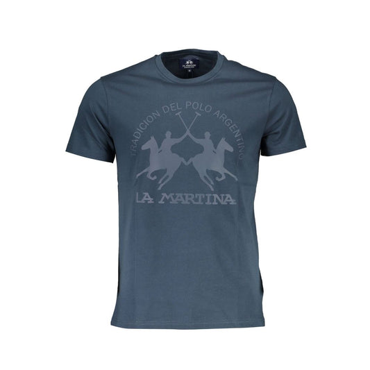 La Martina Blue Cotton Men T-Shirt