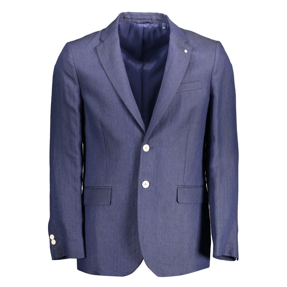 Gant Blue Linen Men Jacket