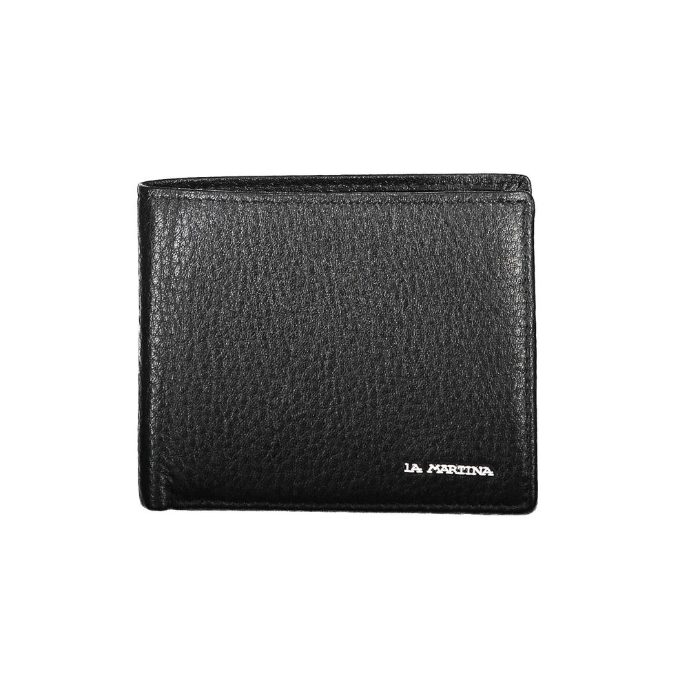 La Martina Black Leather Men Wallet