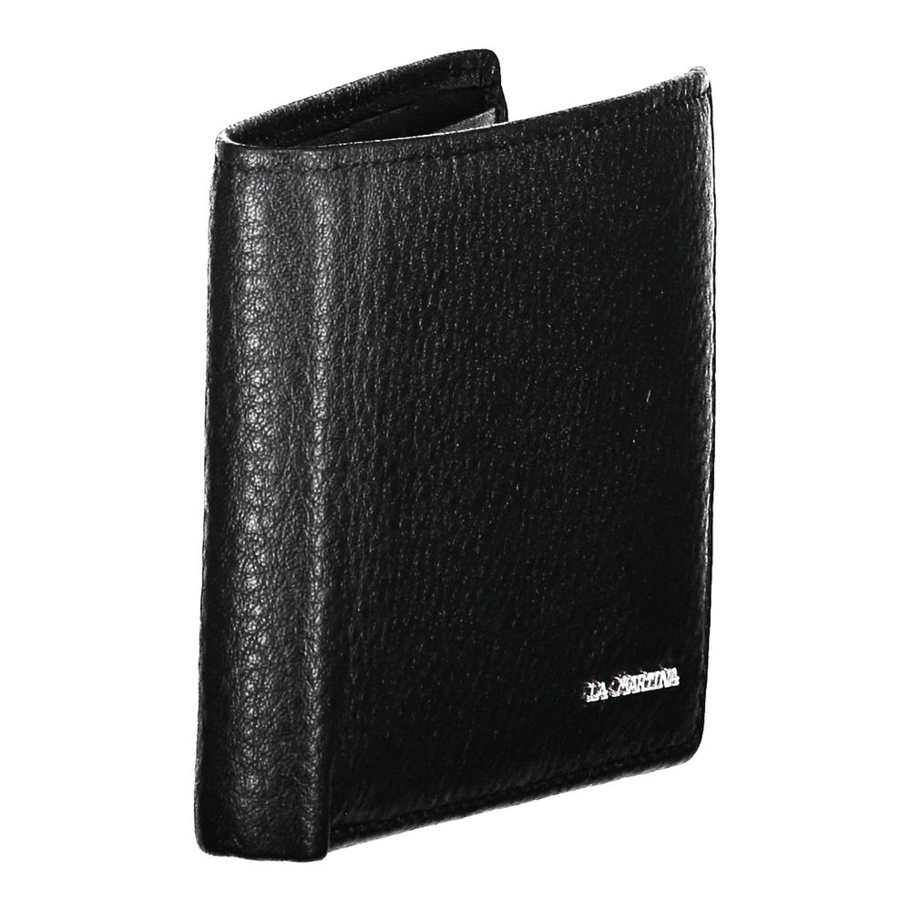 La Martina Black Leather Men Wallet