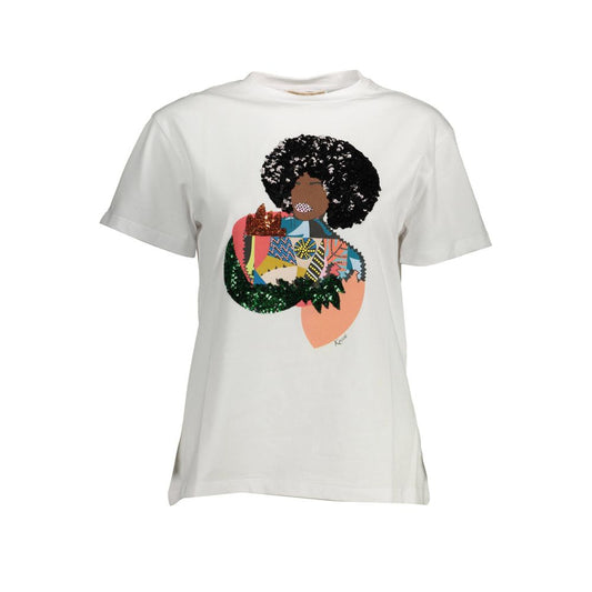 Kocca White Cotton Women T-Shirt