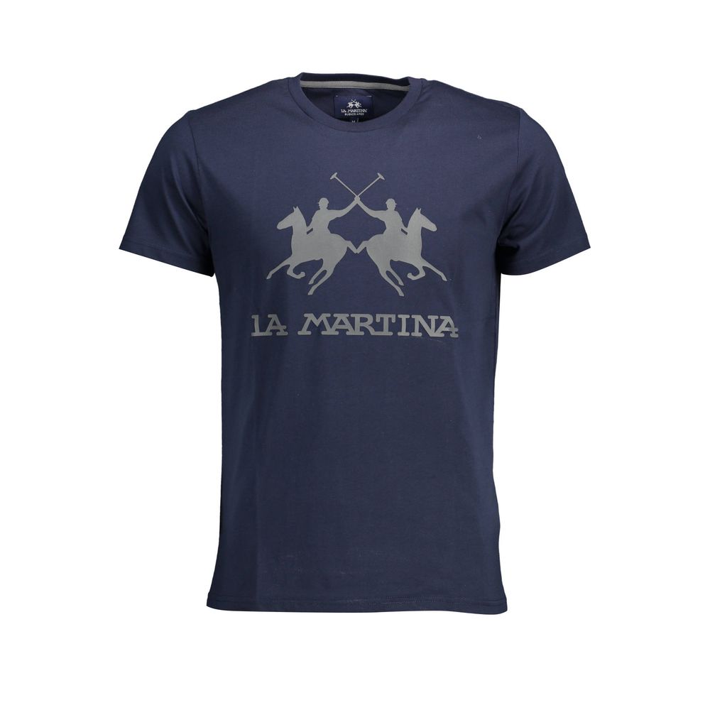 La Martina Chic Crew Neck Cotton Tee in Blue