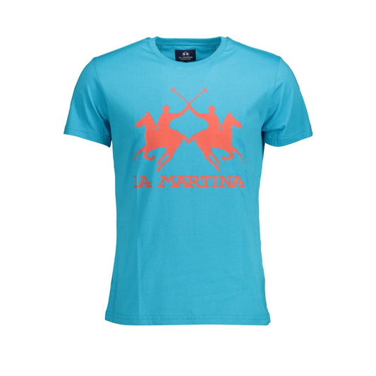 La Martina Blue Cotton Men T-Shirt