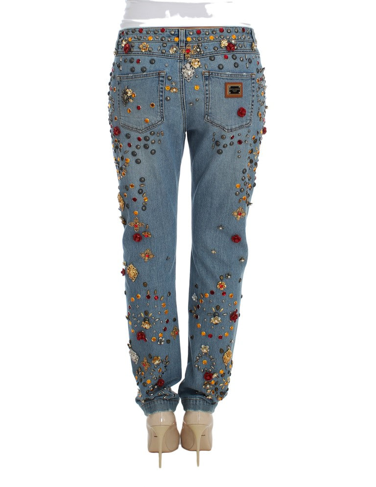 Dolce & Gabbana Enchanted Sicily Crystal Heart Boyfriend Jeans