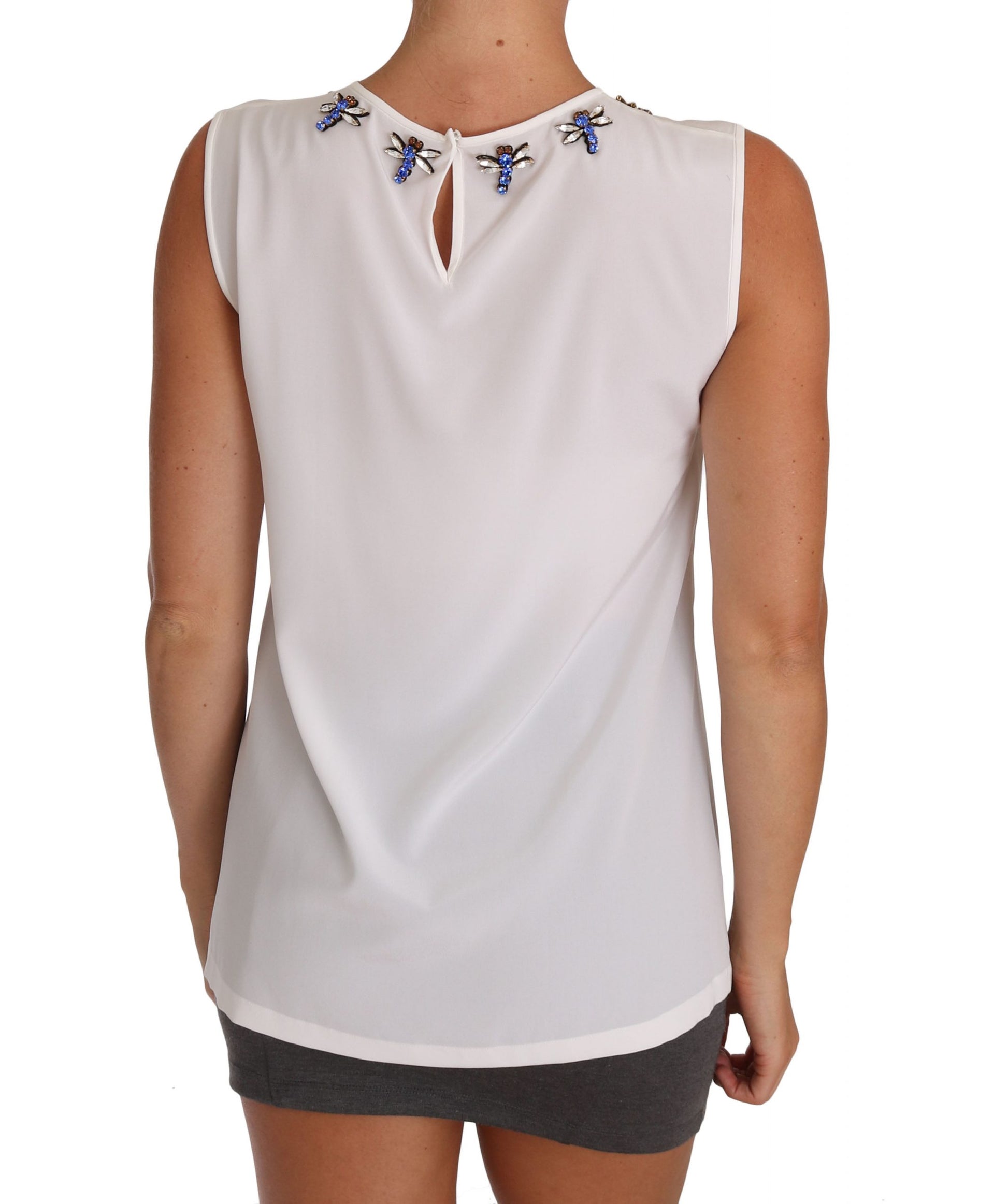 Dolce & Gabbana Elegant Embellished Sleeveless Silk Blouse