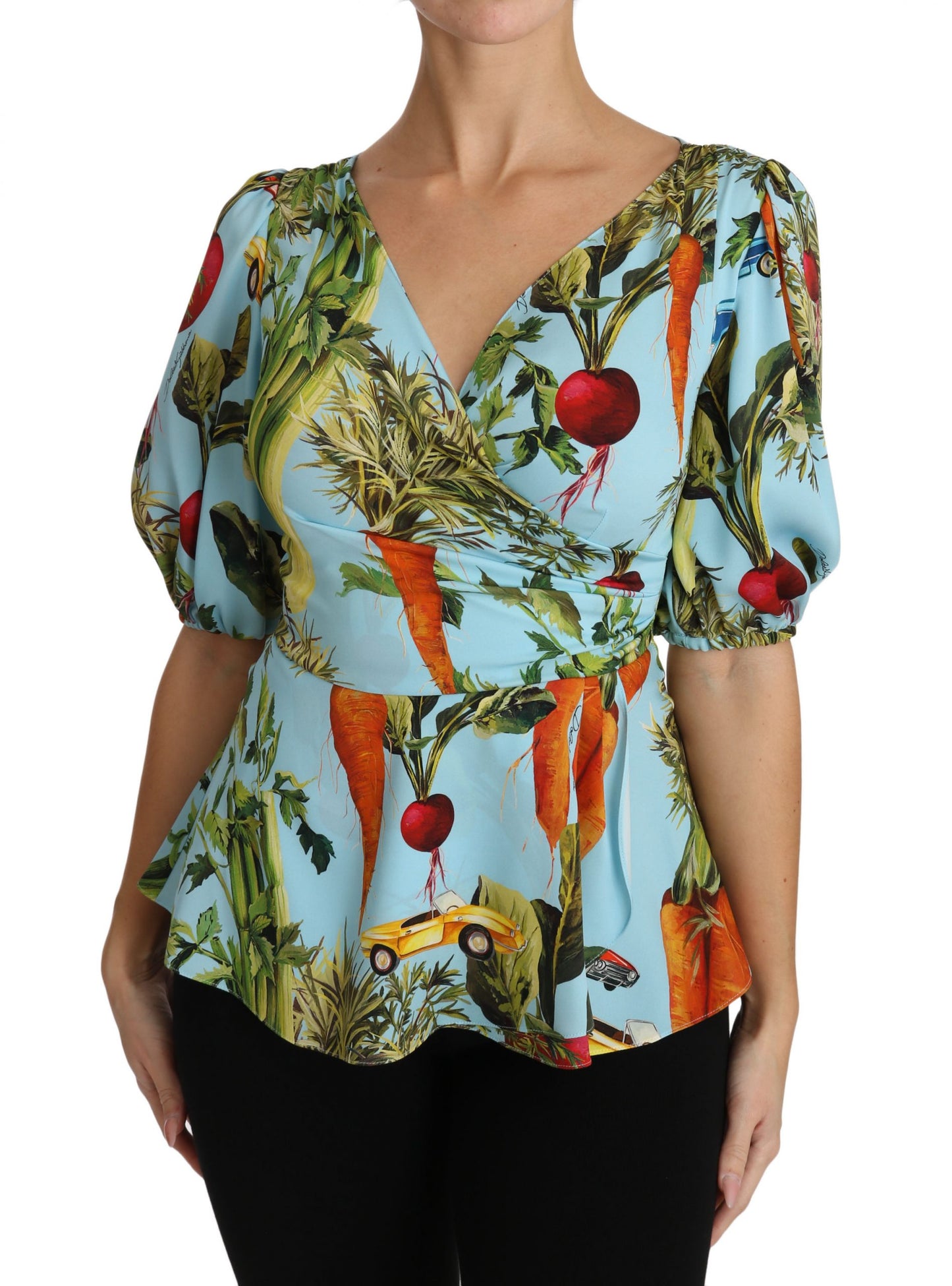 Dolce & Gabbana Vegetable Print Silk Top Extravaganza