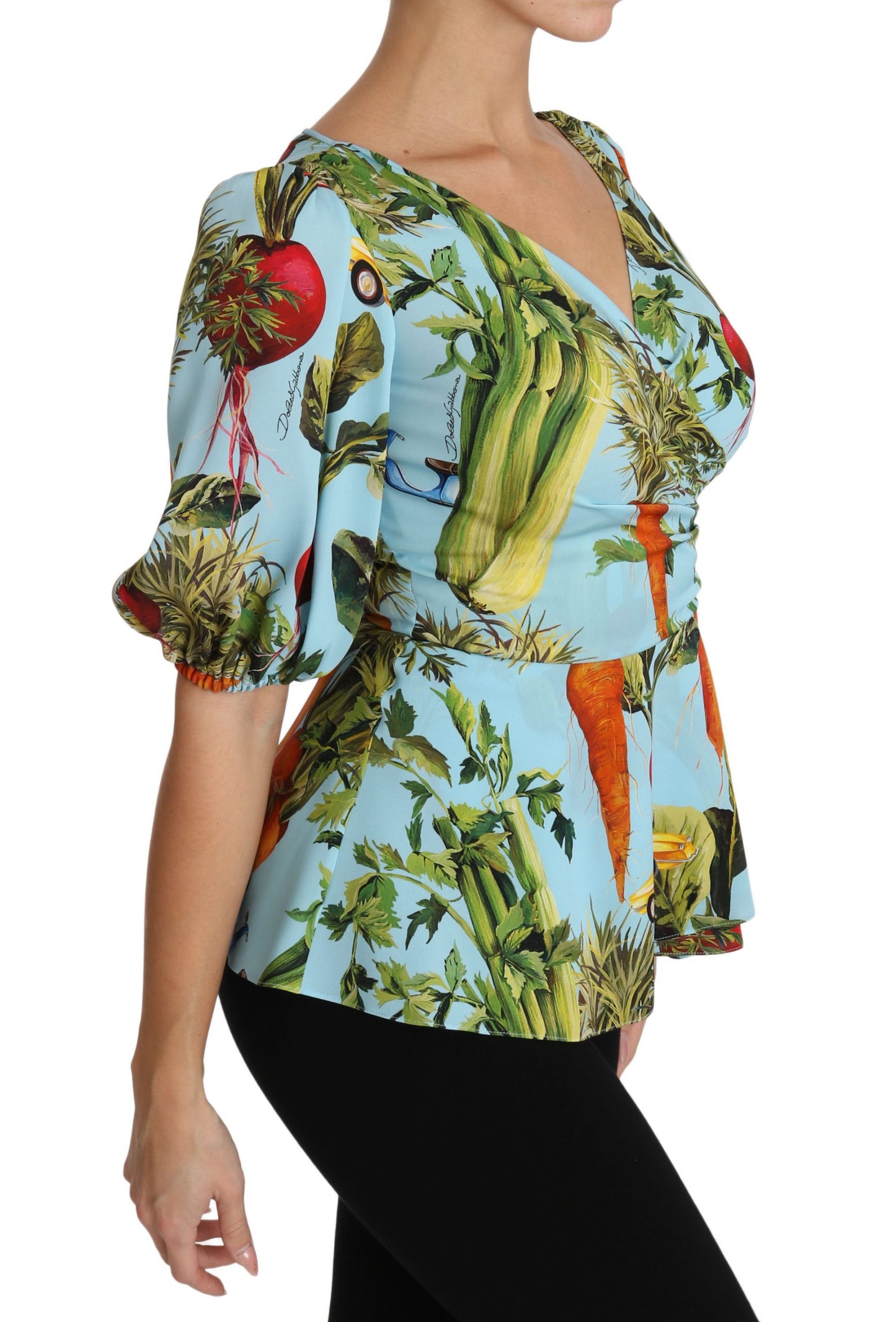 Dolce & Gabbana Vegetable Print Silk Top Extravaganza