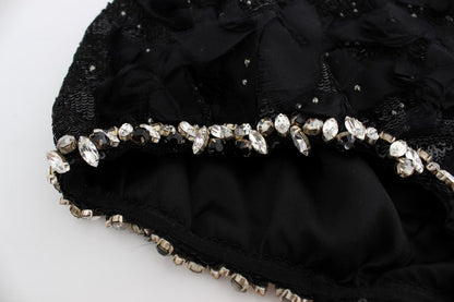 Dolce & Gabbana Crystal Sequined Silk High Waist Shorts