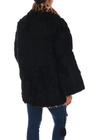 Dolce & Gabbana Elegant Black Lamb Fur Short Coat