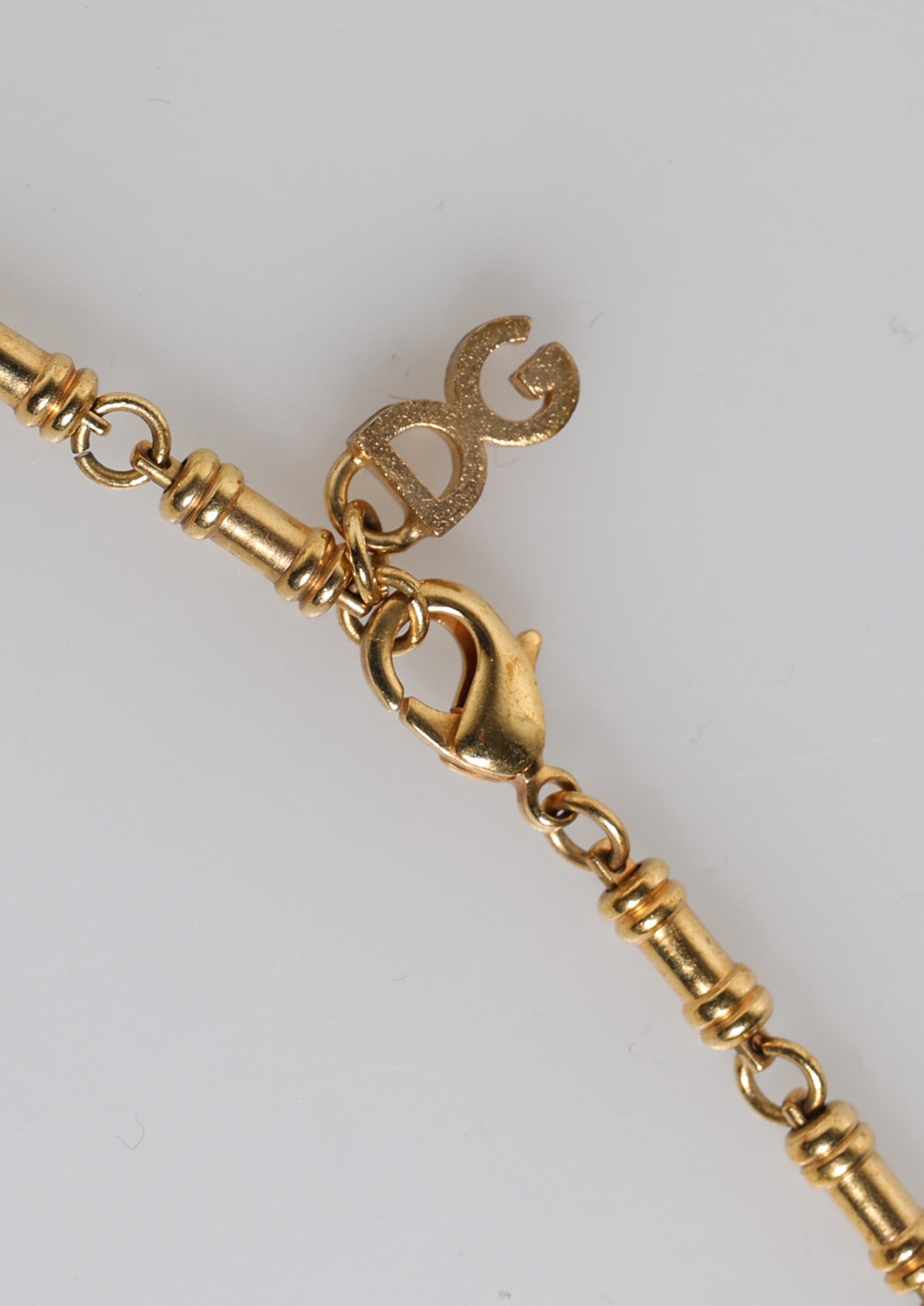 Dolce & Gabbana Gold Brass Chain Religious Crystal Cross Pendant Necklace