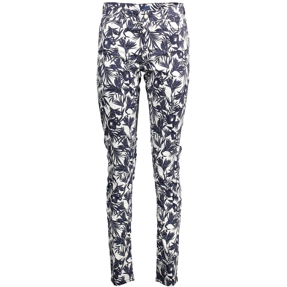 Gant Blue Cotton Women Slim Trouser