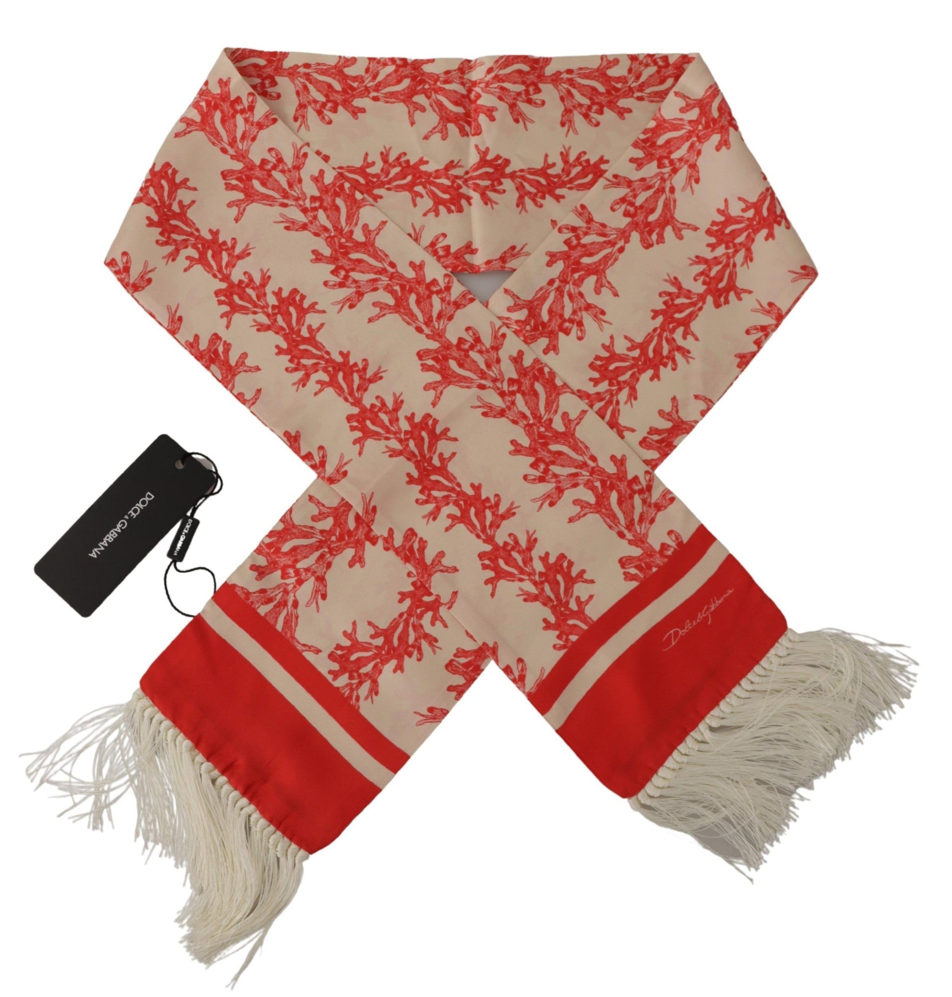 Dolce & Gabbana Elegant Silk Men's Scarf Wrap - Red Coral Print