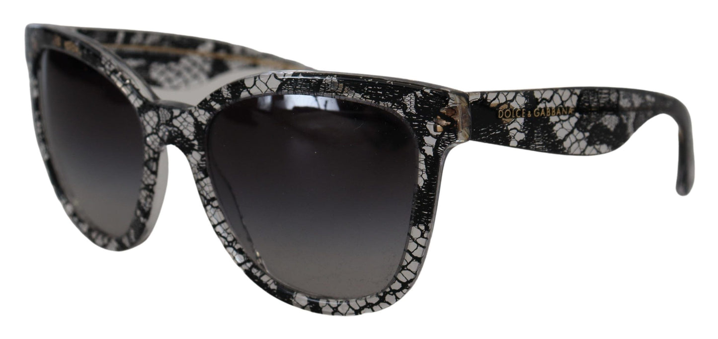 Dolce & Gabbana Elegant White Lace Applique Sunglasses