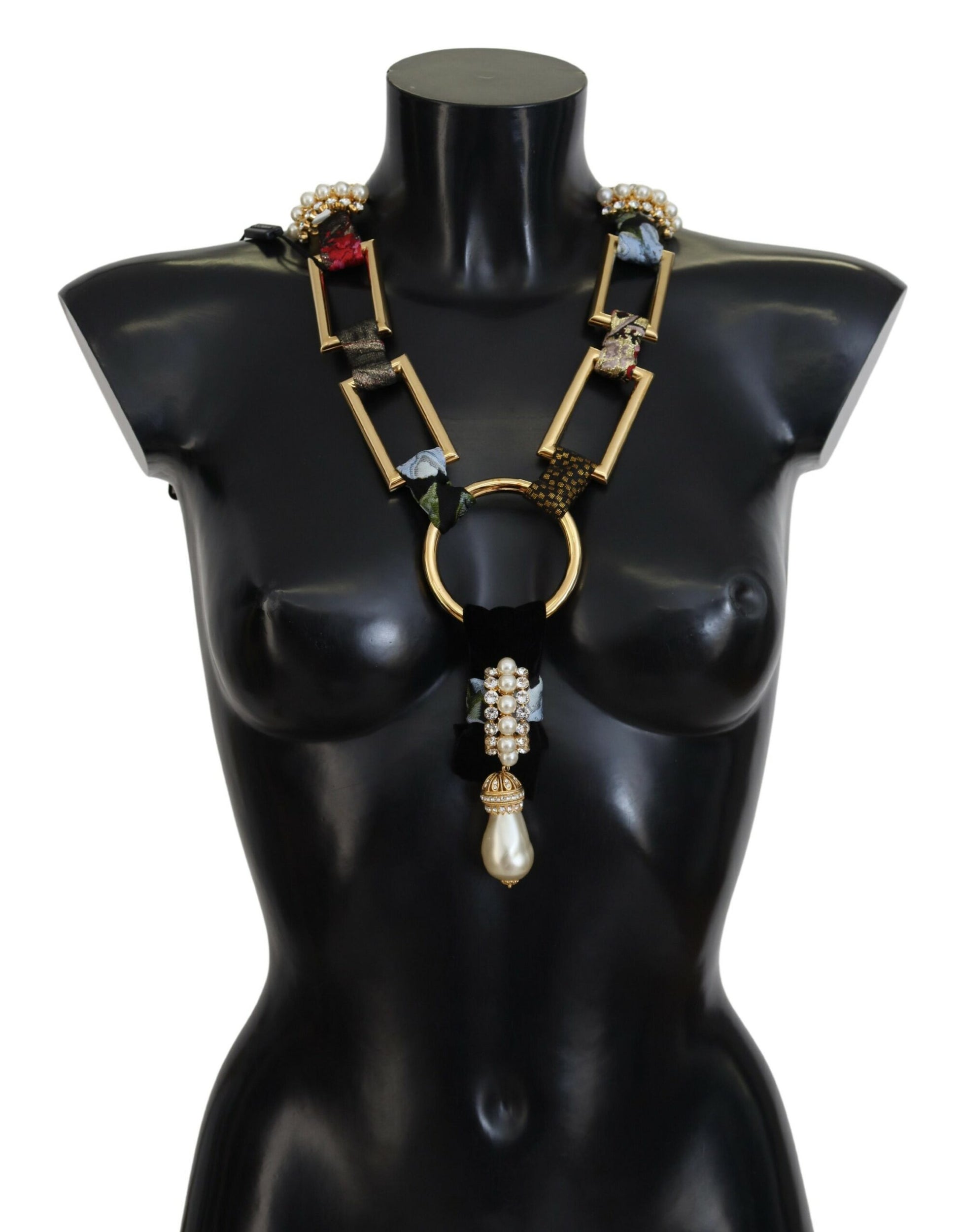 Dolce & Gabbana Elegant Gold Brass Pearl Statement Necklace