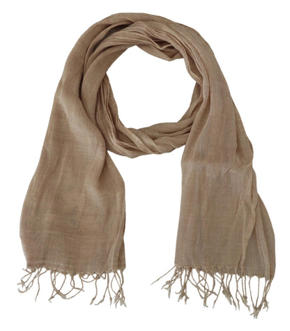 Costume National Chic Beige Fringed Scarf for Women