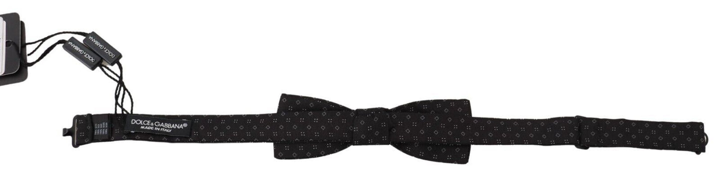 Dolce & Gabbana Exclusive Silk Patterned Black Bow Tie